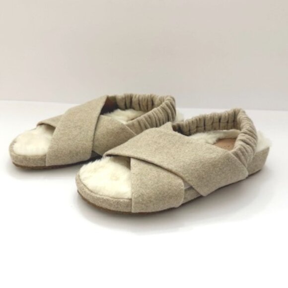 Cole Haan Mojave Criss Cross Slide Sandals Oatmeal Wool Size 6B - Picture 1 of 7